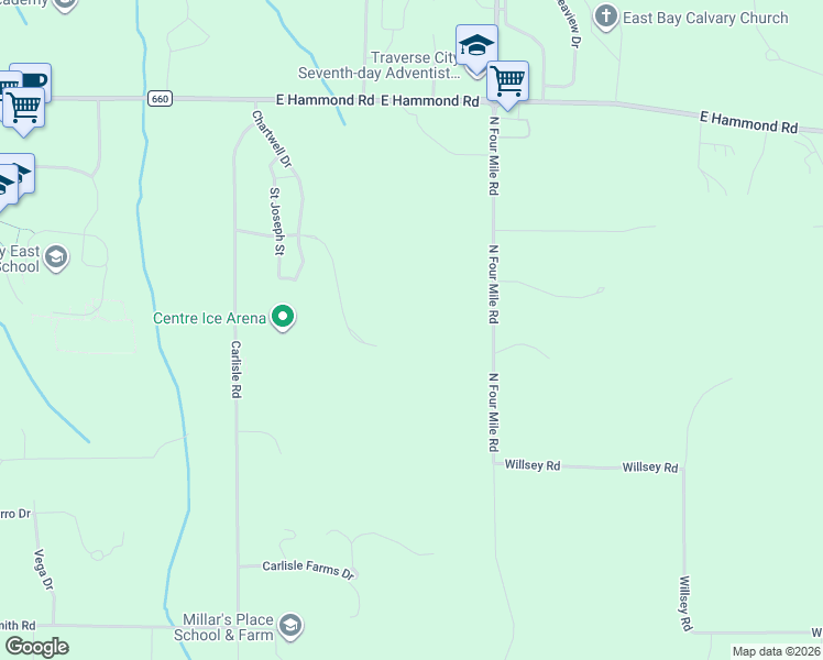 map of restaurants, bars, coffee shops, grocery stores, and more near in Traverse City