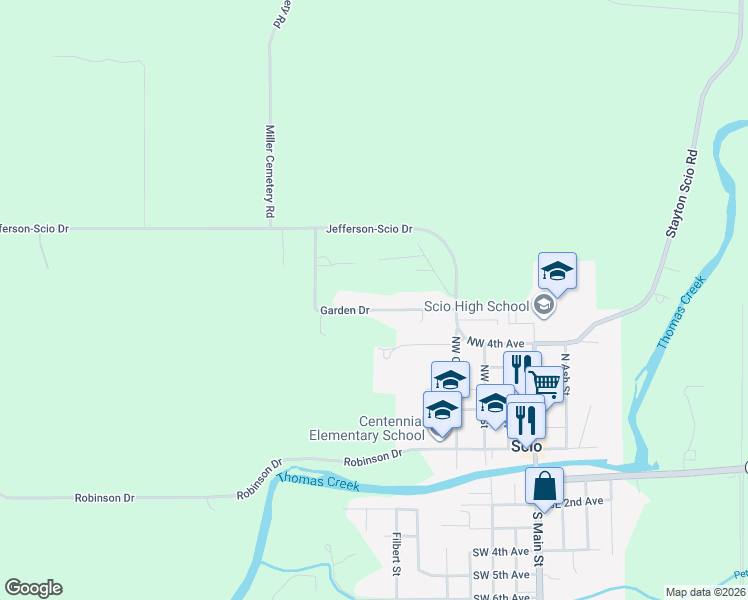 map of restaurants, bars, coffee shops, grocery stores, and more near 38795 Garden Dr in Scio