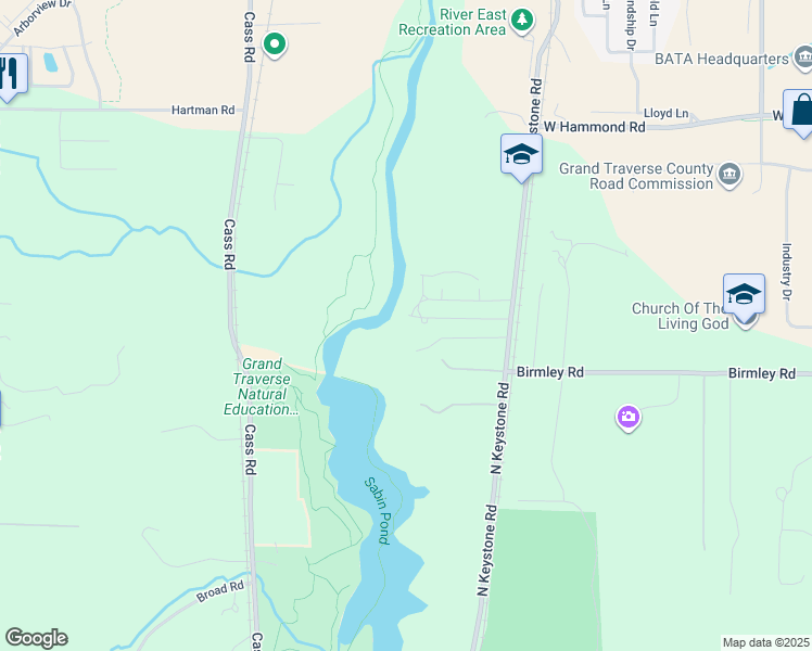 map of restaurants, bars, coffee shops, grocery stores, and more near 2203 Laura Drive in Traverse City