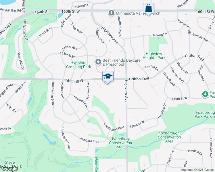 map of restaurants, bars, coffee shops, grocery stores, and more near 8640 165th Street West in Lakeville