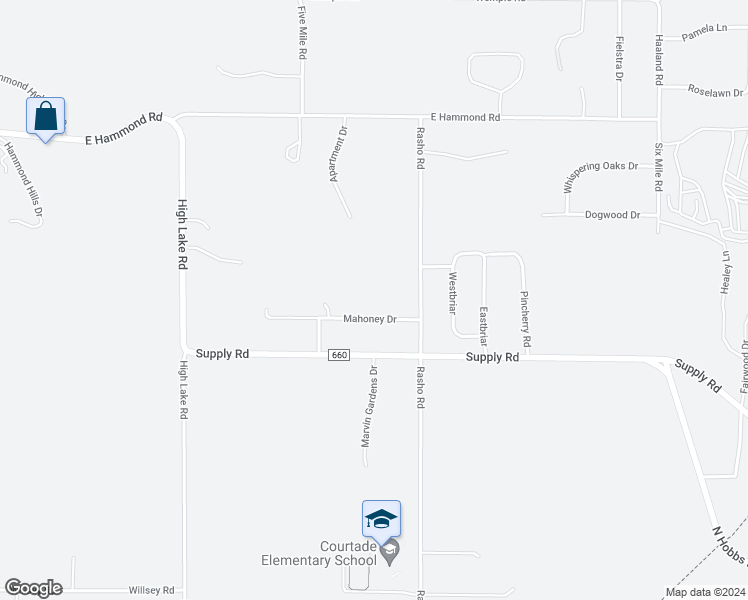 map of restaurants, bars, coffee shops, grocery stores, and more near 3359 Mahoney Drive in Traverse City