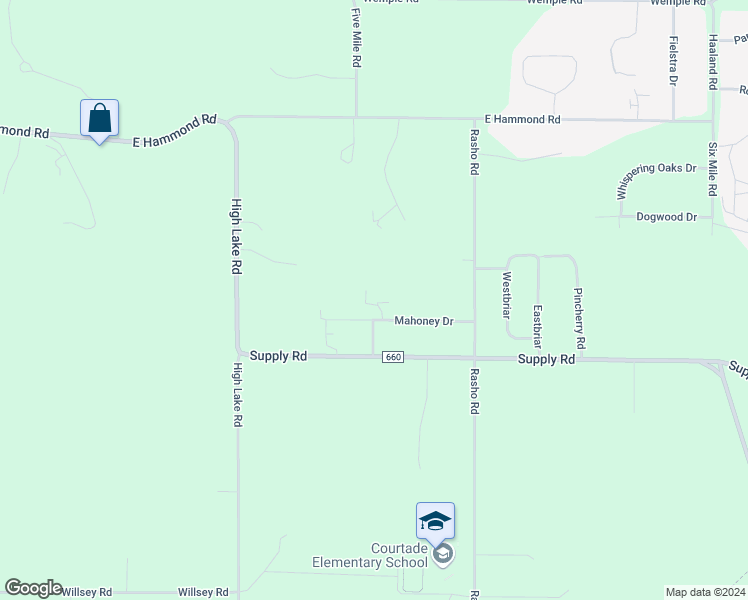 map of restaurants, bars, coffee shops, grocery stores, and more near 1605 Shannie Lane in Traverse City