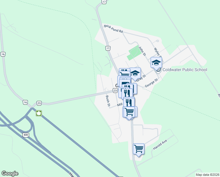 map of restaurants, bars, coffee shops, grocery stores, and more near 2 Eplett Street in Coldwater