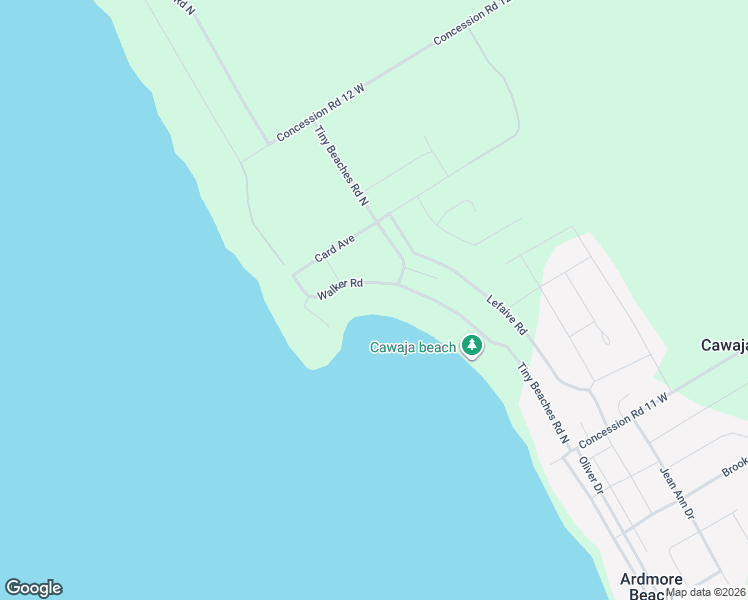 map of restaurants, bars, coffee shops, grocery stores, and more near 312 Tiny Beaches Road North in Simcoe County