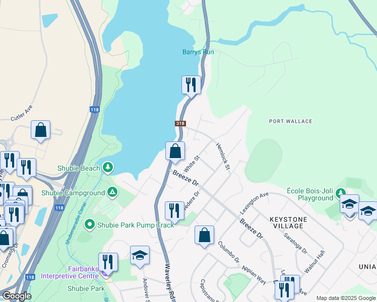map of restaurants, bars, coffee shops, grocery stores, and more near 10 Joaquina Court in Dartmouth