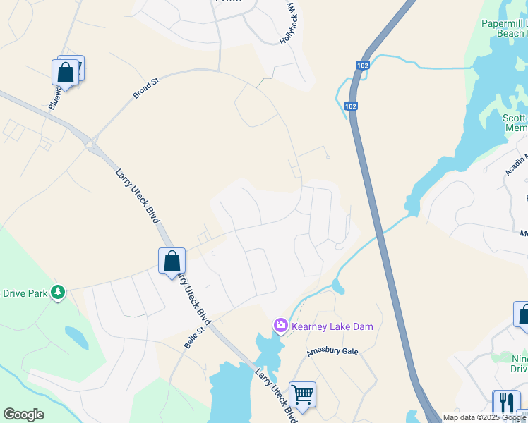 map of restaurants, bars, coffee shops, grocery stores, and more near 21 Bramwell Court in Bedford