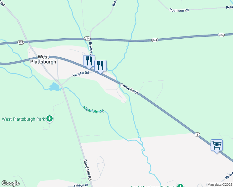 map of restaurants, bars, coffee shops, grocery stores, and more near 1221 New York 3 in Plattsburgh