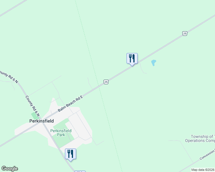 map of restaurants, bars, coffee shops, grocery stores, and more near 111 Balm Beach Road East in Simcoe County