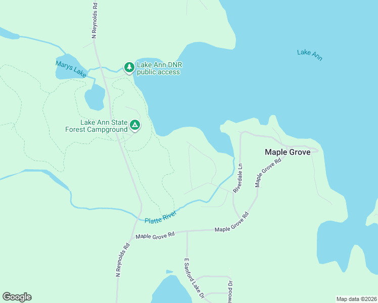 map of restaurants, bars, coffee shops, grocery stores, and more near 19094 Birch View Trail in Lake Ann