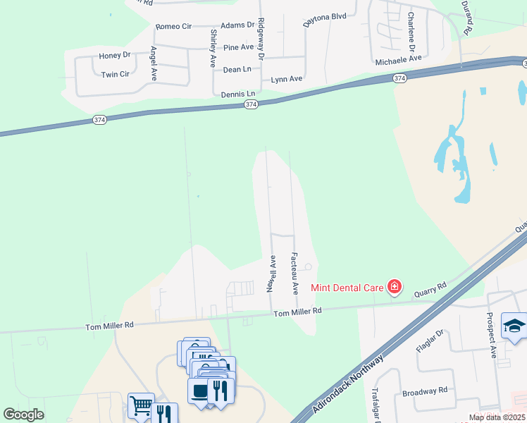 map of restaurants, bars, coffee shops, grocery stores, and more near 31 Newell Avenue in Plattsburgh