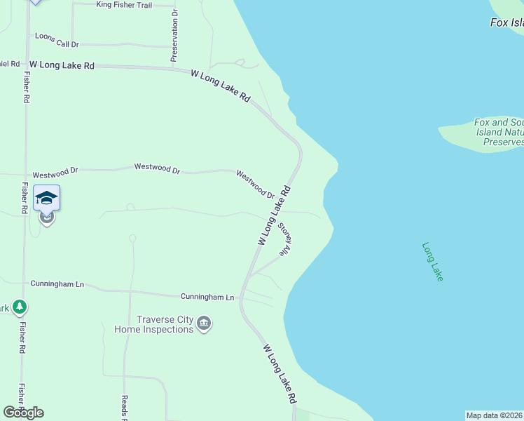 map of restaurants, bars, coffee shops, grocery stores, and more near 9200-9798 Amidon Road in Traverse City