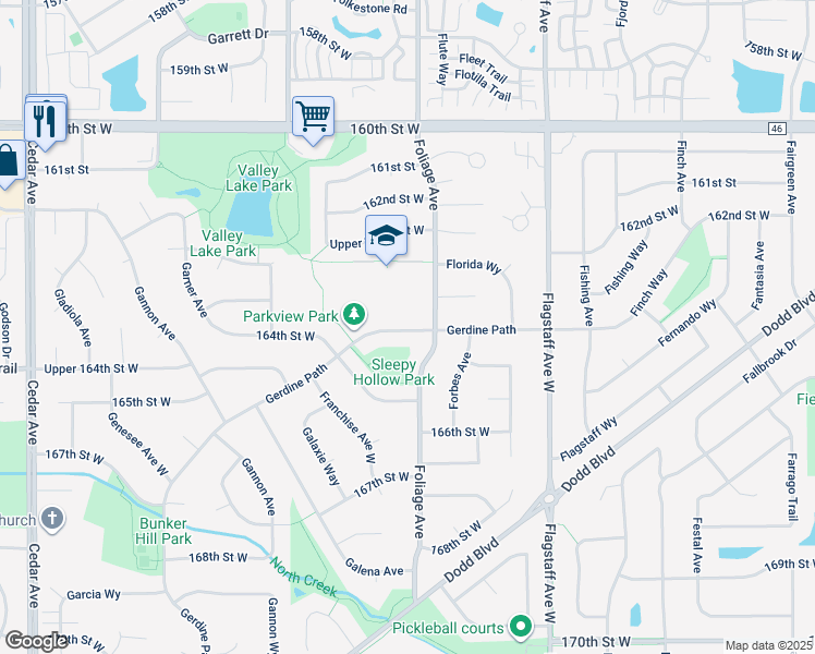 map of restaurants, bars, coffee shops, grocery stores, and more near 6795 Gerdine Path in Rosemount