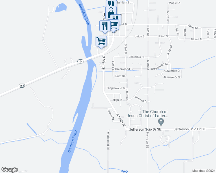 map of restaurants, bars, coffee shops, grocery stores, and more near 137 Tanglewood Drive in Jefferson