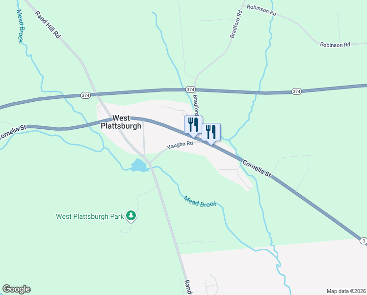 map of restaurants, bars, coffee shops, grocery stores, and more near 15 Vaughn Road in Morrisonville