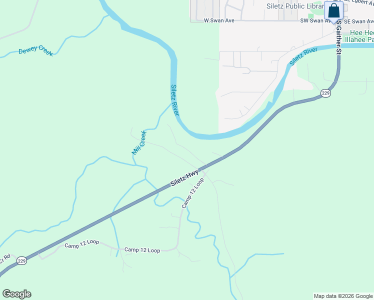 map of restaurants, bars, coffee shops, grocery stores, and more near Camp 12 Riverside Ln in Siletz