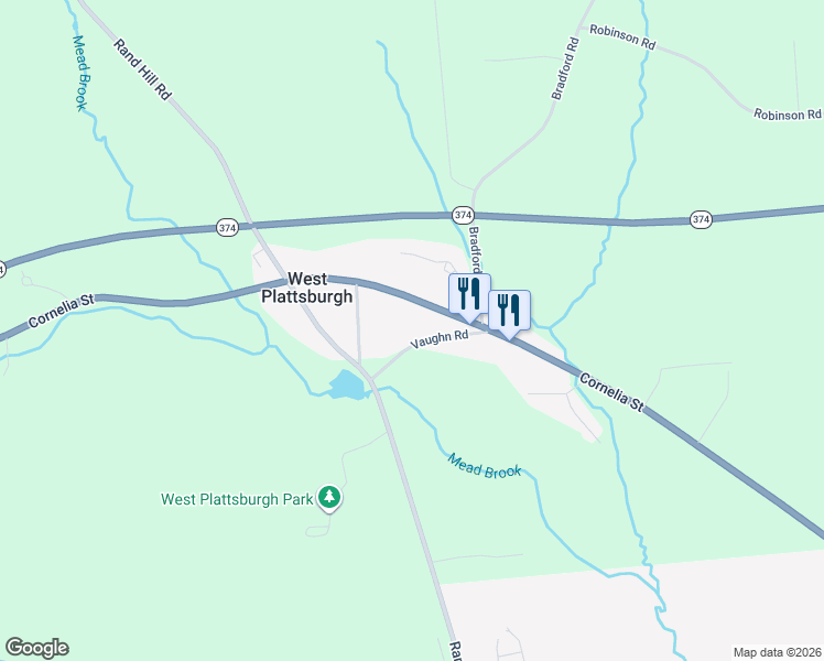 map of restaurants, bars, coffee shops, grocery stores, and more near 30 Vaughn Rd in Morrisonville