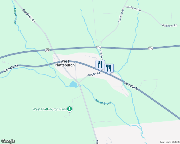 map of restaurants, bars, coffee shops, grocery stores, and more near 15 Vaughn Road in Morrisonville