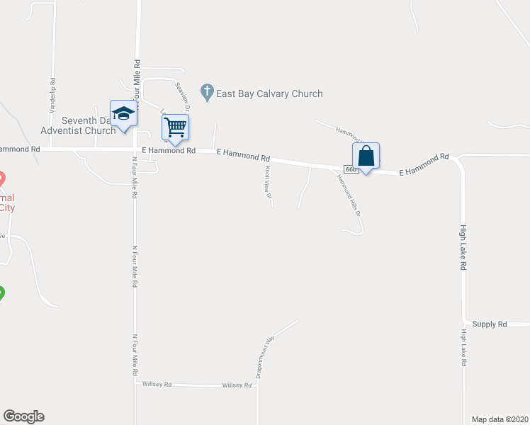 map of restaurants, bars, coffee shops, grocery stores, and more near 1875 Knoll View Drive in Traverse City