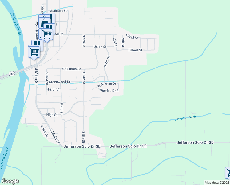 map of restaurants, bars, coffee shops, grocery stores, and more near 758 Sunrise Drive South in Jefferson