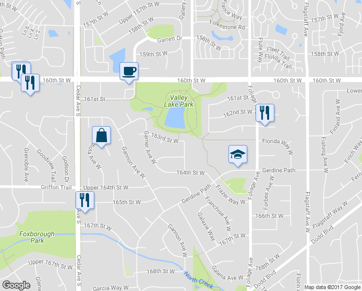 map of restaurants, bars, coffee shops, grocery stores, and more near 16290 Galena Avenue West in Rosemount