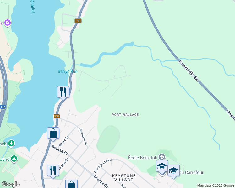 map of restaurants, bars, coffee shops, grocery stores, and more near 60 Simona Drive in Dartmouth