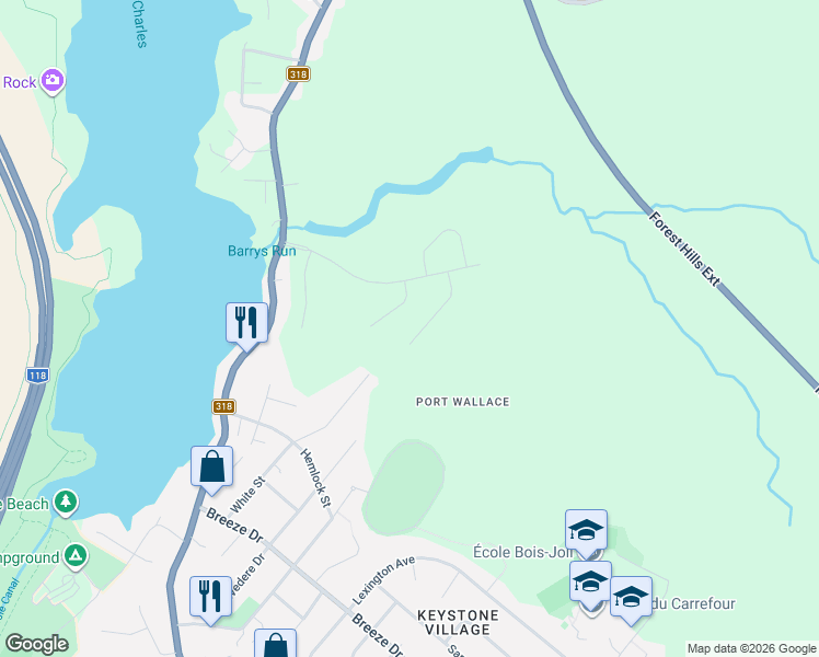 map of restaurants, bars, coffee shops, grocery stores, and more near 79 Simona Drive in Dartmouth