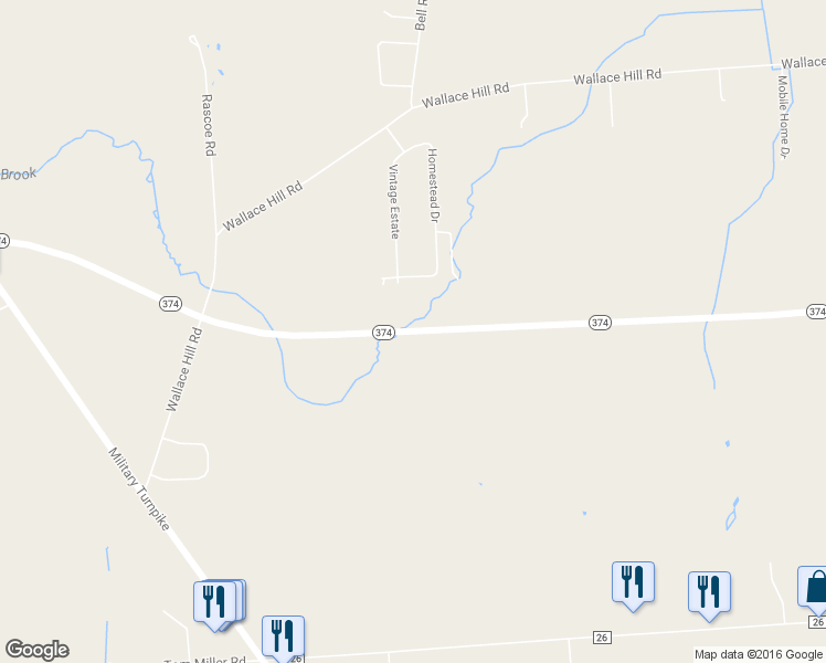 map of restaurants, bars, coffee shops, grocery stores, and more near Highway 374 in Plattsburgh
