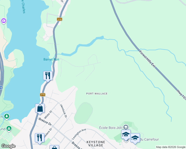 map of restaurants, bars, coffee shops, grocery stores, and more near 44 Simona Drive in Dartmouth
