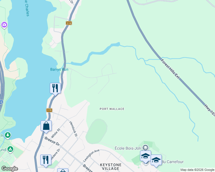 map of restaurants, bars, coffee shops, grocery stores, and more near 44 Simona Drive in Dartmouth