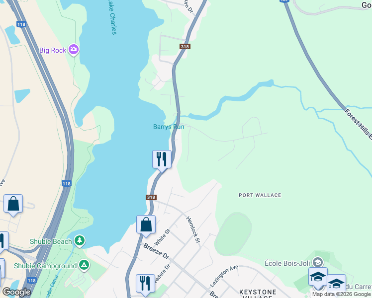 map of restaurants, bars, coffee shops, grocery stores, and more near Pearlgarden Close in Dartmouth