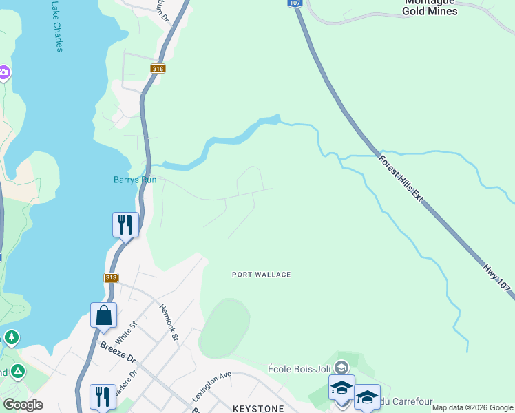 map of restaurants, bars, coffee shops, grocery stores, and more near 20 Simona Drive in Dartmouth