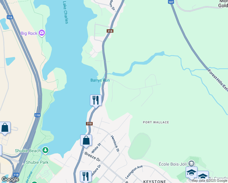 map of restaurants, bars, coffee shops, grocery stores, and more near Pearlgarden Close in Dartmouth