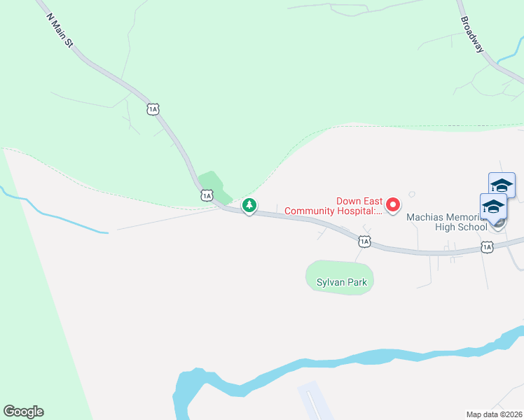 map of restaurants, bars, coffee shops, grocery stores, and more near 345 U.S. 1A in Machias