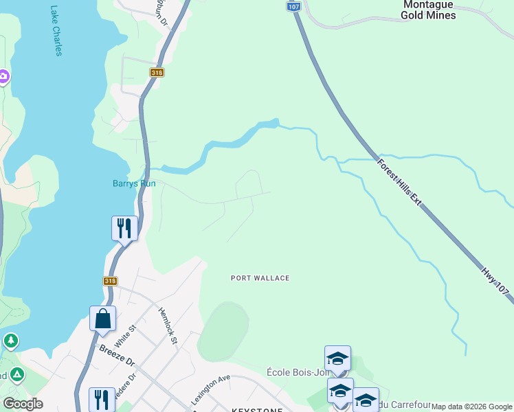 map of restaurants, bars, coffee shops, grocery stores, and more near 16 Simona Drive in Dartmouth