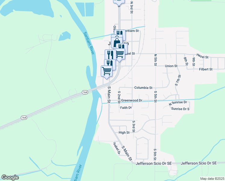map of restaurants, bars, coffee shops, grocery stores, and more near 336 South 2nd Street in Jefferson