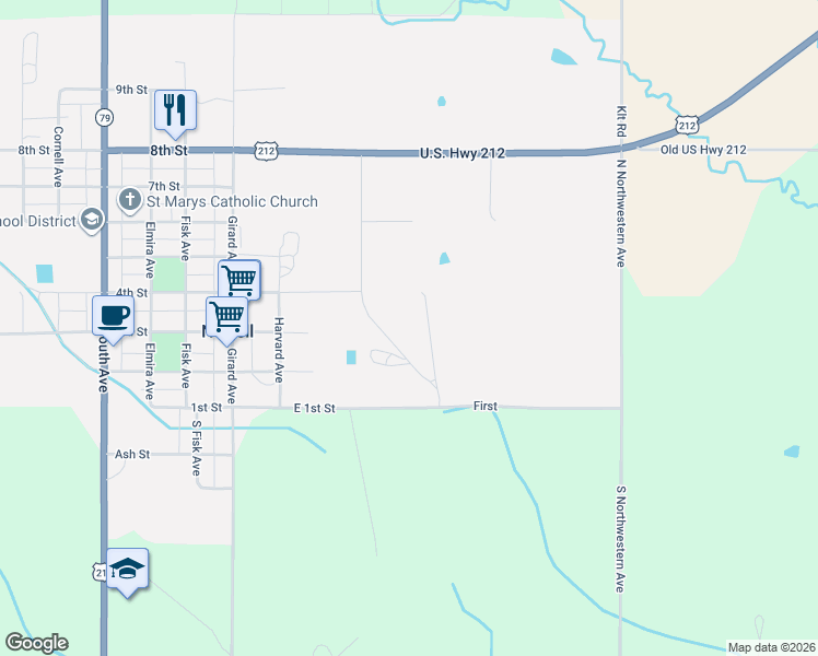 map of restaurants, bars, coffee shops, grocery stores, and more near in Newell