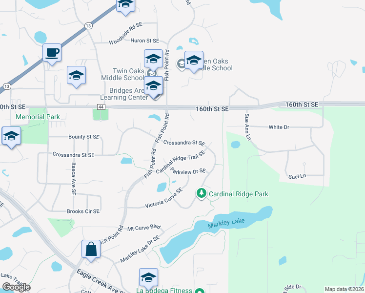 map of restaurants, bars, coffee shops, grocery stores, and more near 5809 Crossandra Street Southeast in Prior Lake
