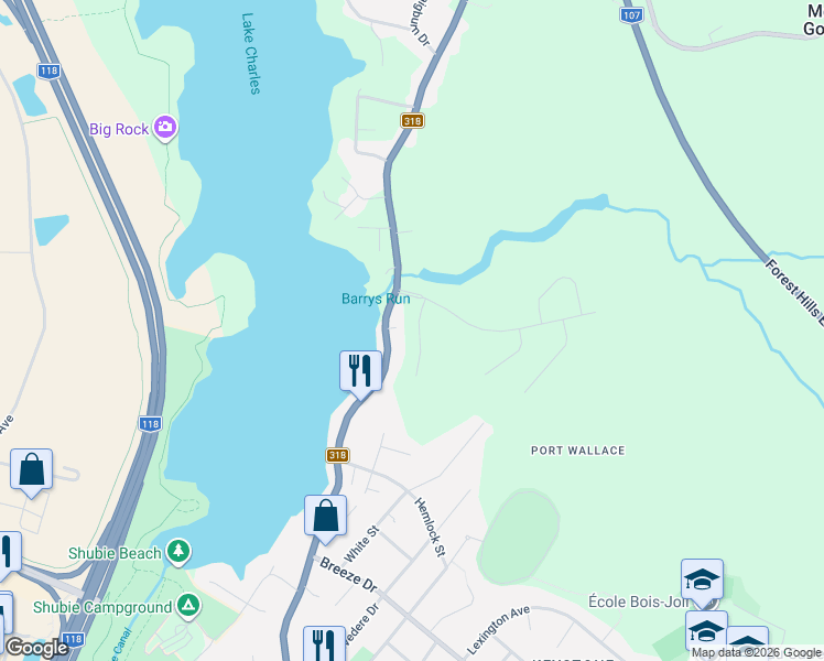 map of restaurants, bars, coffee shops, grocery stores, and more near 33 Pearlgarden Close in Dartmouth