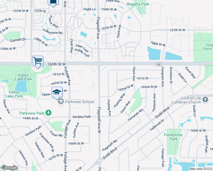 map of restaurants, bars, coffee shops, grocery stores, and more near 16171 Fishing Avenue West in Rosemount