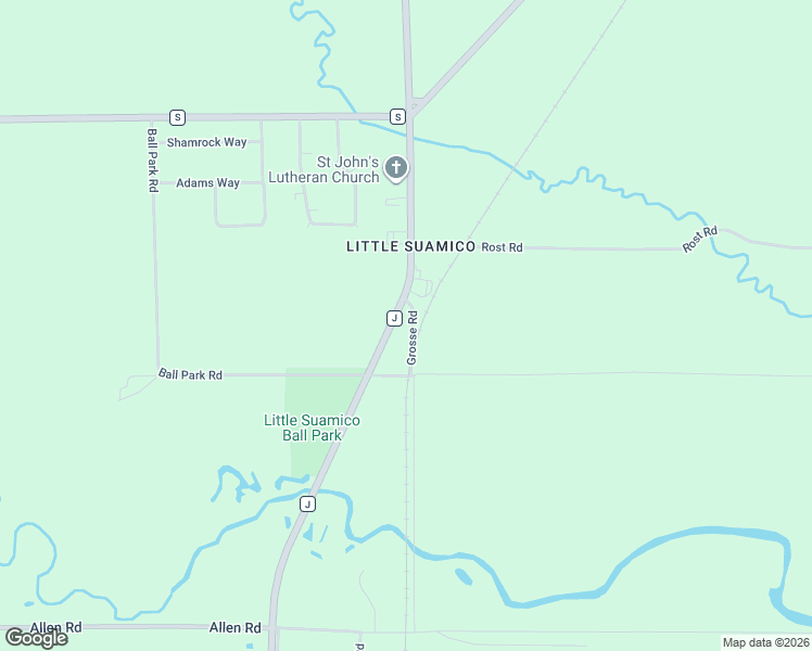 map of restaurants, bars, coffee shops, grocery stores, and more near 1123 Grosse Road in Little Suamico