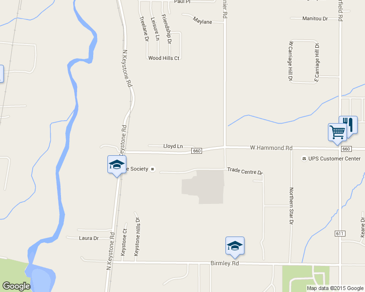 map of restaurants, bars, coffee shops, grocery stores, and more near Lloyd Lane in Traverse City