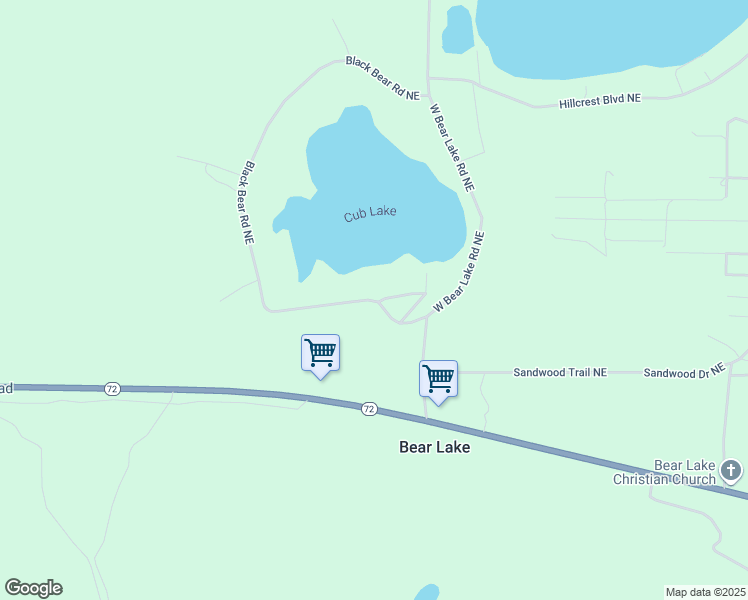map of restaurants, bars, coffee shops, grocery stores, and more near 10939 Black Bear Road Northeast in Kalkaska