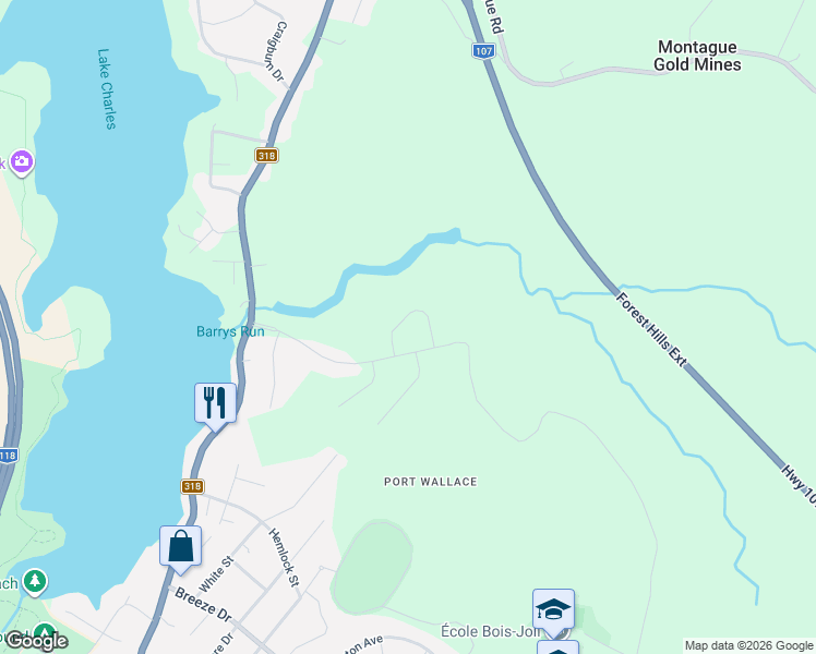 map of restaurants, bars, coffee shops, grocery stores, and more near 73 Gardenia Way in Dartmouth