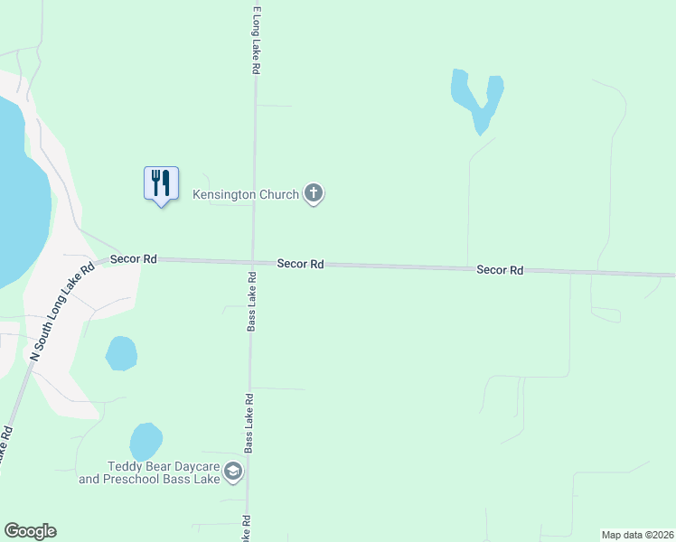 map of restaurants, bars, coffee shops, grocery stores, and more near 6855 Secor Road in Traverse City