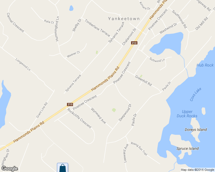 map of restaurants, bars, coffee shops, grocery stores, and more near Pinetree Crescent in Hammonds Plains