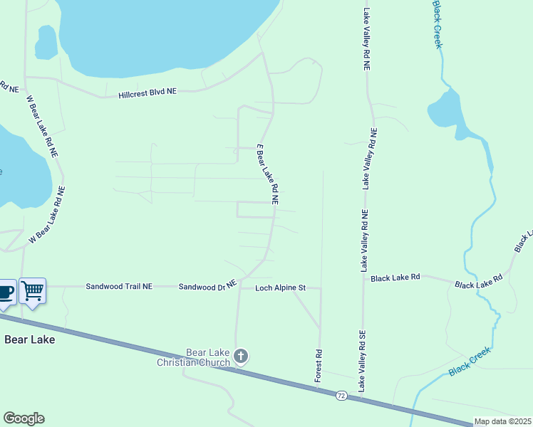 map of restaurants, bars, coffee shops, grocery stores, and more near 342-358 E Bear Lake Road Northeast in Kalkaska