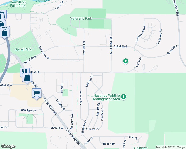 map of restaurants, bars, coffee shops, grocery stores, and more near 2 Patrick Lane in Hastings