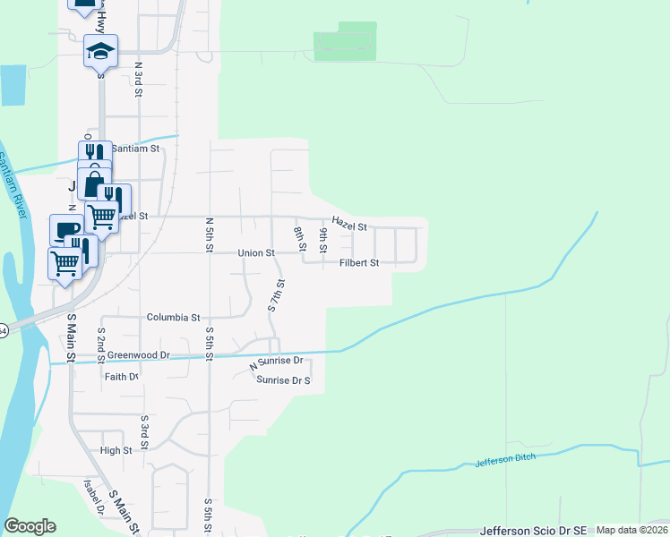 map of restaurants, bars, coffee shops, grocery stores, and more near 984 Filbert Street in Jefferson