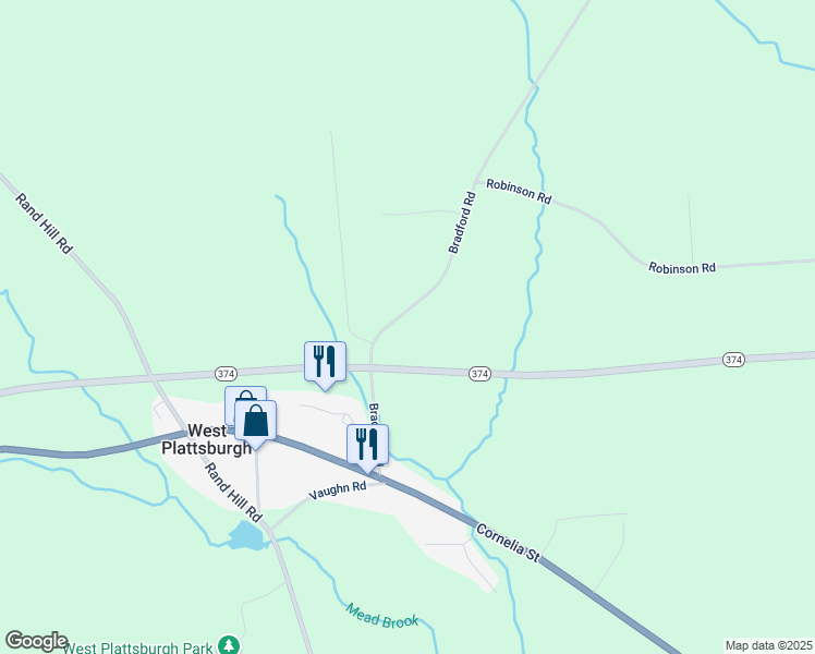 map of restaurants, bars, coffee shops, grocery stores, and more near 94 Bradford Rd in Plattsburgh