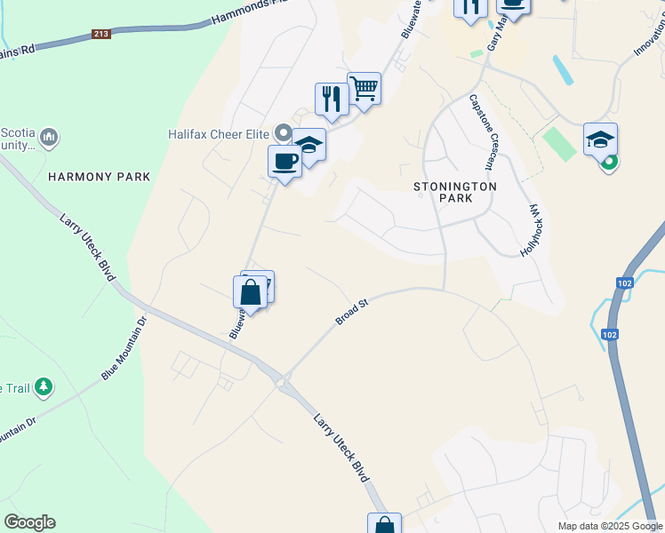 map of restaurants, bars, coffee shops, grocery stores, and more near 35 Farringdon Way in Bedford